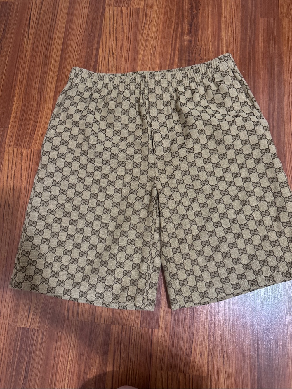Gucci Tan GG Monogram Elastic Waist Bermuda Shorts